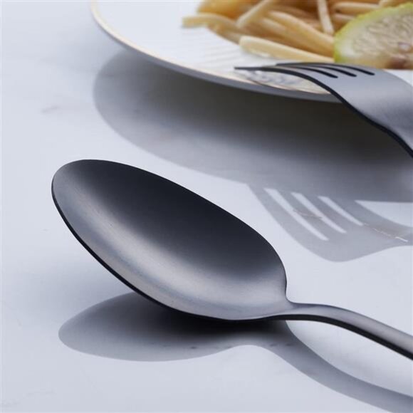 Matte Black Silverware Set,24-Piece StainlessSteel Satin Finish Flatware Cutlery - Picture 6 of 8